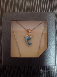 Collana in argento 925 e ciondolo delfino smaltato