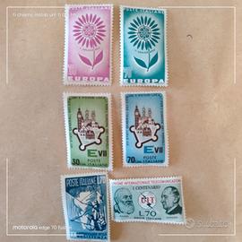 6 francobolli italiani nuovi del 1964/65