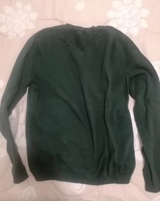 Maglione verde Sisley taglia S collo a V