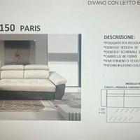 Divano 3 posti con letto estraibile e contenitore