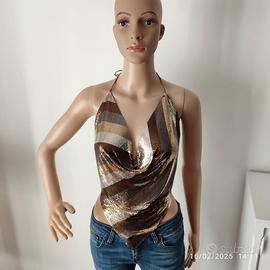 Top backless open back pointed in metal mesh