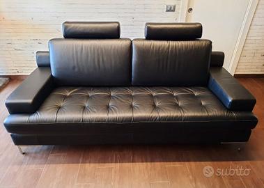 Divano in VERA PELLE nera Doimo Salotti