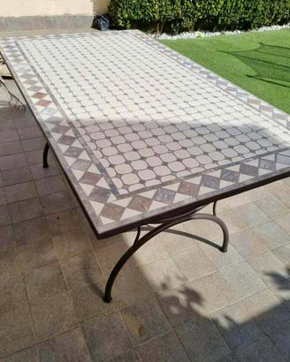 Tavolo Mosaico Ferro Battuto 200x100 160x90cm 