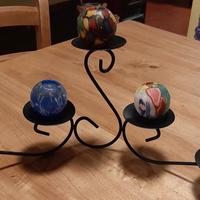 portacandele candelabro ferro nero con  5 candele