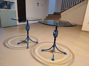 Coppia di Tavolini/comodini in cristallo