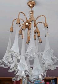 Lampadario anni 70 in stile Venini/ Vistosi 