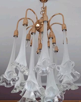 Lampadario anni 70 in stile Venini/ Vistosi 