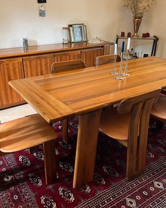 Mid-Century Design Set Tavolo + 6 sedie + credenza