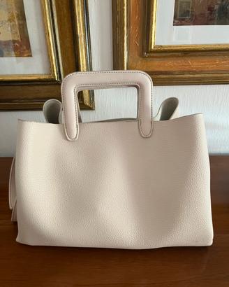 Borsa a Mano e Tracolla Panna in Ecopelle