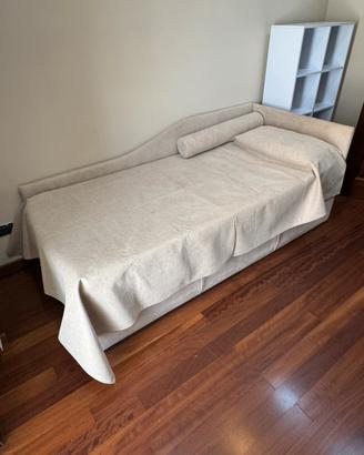 Letto singolo con secondo letto estraibilie pelle