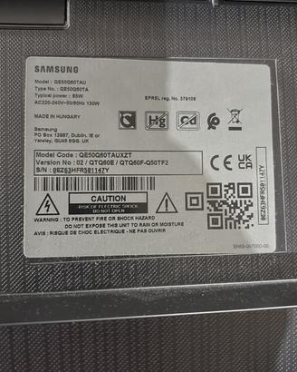 Samsung QLED 50” guasta per pezzi di ricambio