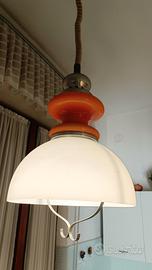 Lampadario in vetro opalino anni '60