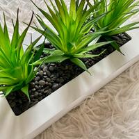 Composizione 3 piante artificiali in vaso bianco