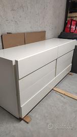 Cassettiera laccata bianca con 2 comodini