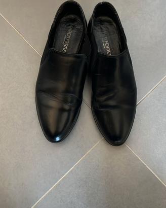 mocassini vera pelle nera Ferretti 