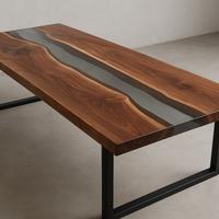 Tavolo noce e resina trasparente