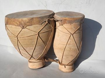BONGHI/TAMBURI ORIGINALI AFRICANI IN COTTO E PELLE