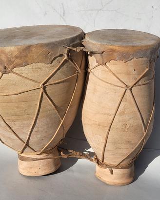 BONGHI/TAMBURI ORIGINALI AFRICANI IN COTTO E PELLE