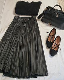Gonna lunga Effetto Pelle Nera (Zara)      