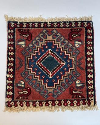 Mini Tappeto Orientale Annodato a Mano 30x30 cm