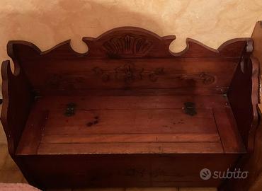 Panca in legno massello con contenitore