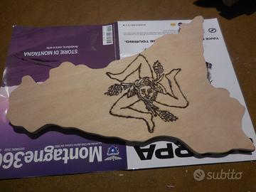 Tagliere in legno a forma di Sicilia Trinacria