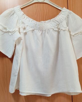 top bianco a barchetta 