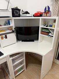 Scrivania ad Angolo IKEA MICKE Bianca con Elemento