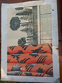 Litografia anno '74 arancio nero cm 70x50 