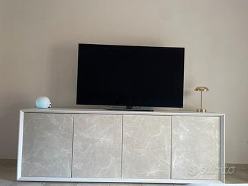 Madia mobile tv 4 ante effetto marmo cemento bianc