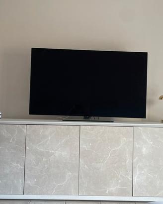 Madia mobile tv 4 ante effetto marmo cemento bianc