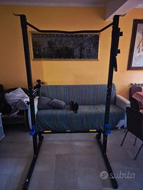 attrezzi sala pesi rack, panca, bilancieri, dischi