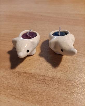 Coppia mini candele forma elefantino