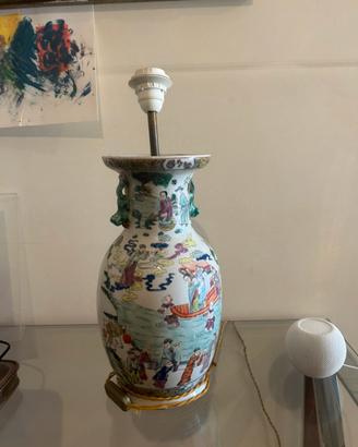 vaso cinese trasformato in lampada