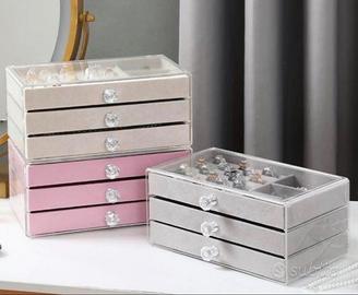 Organizer 3 Cassetti in Velluto con Manopole