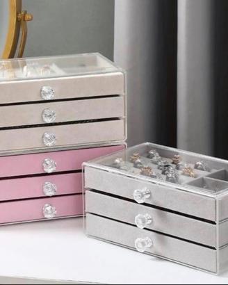 Organizer 3 Cassetti in Velluto con Manopole