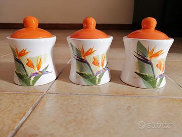 3 vasetti con coperchio ceramica Nobles