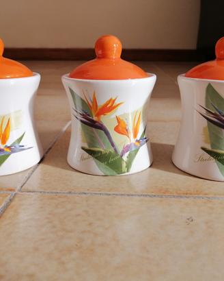 3 vasetti con coperchio ceramica Nobles