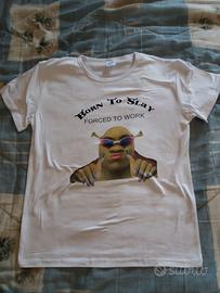 T-shirt shrek born to slay forced to work donna