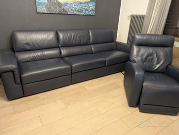 Divano "Poltrone Sofà " in pelle e Poltrona relax