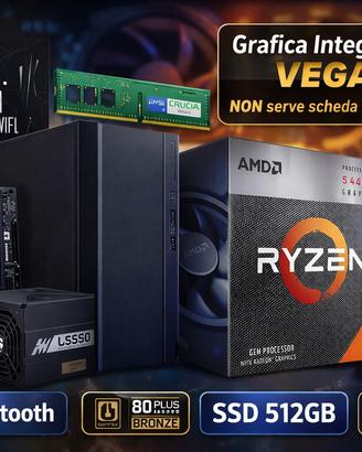 PC Ufficio Smart Working Ryzen 5 wifi 512 gb SSD