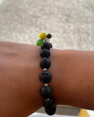 Bracciale pietra lavica naturale elastico