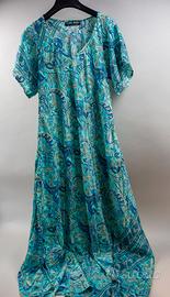 Abito estivo donna Boho Style in seta acquamarina