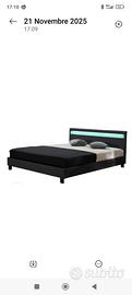 letto matrimoniale con led nero- nuovo