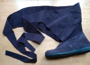 STIVALI DONNA CAMOSCIO VIOLA, FASCE AVVOLGENTI, 41