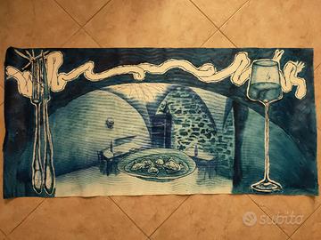 Dipinto su Tela Osteria ad Olio e  Acrilico Corona