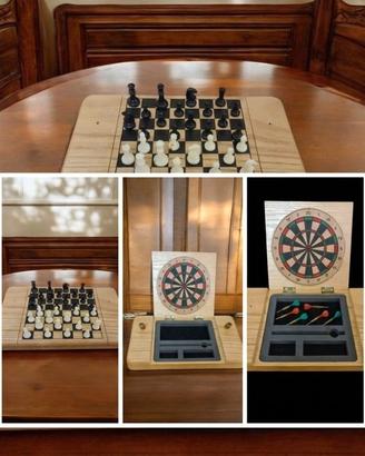 Scacchiera Vintage in Legno con Tiro a Bersaglio