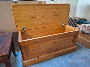 Cassapanca in legno abete massiccio nuova