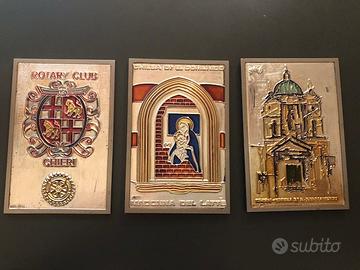 Quadretti metallo argentato lavorate sbalzo decor