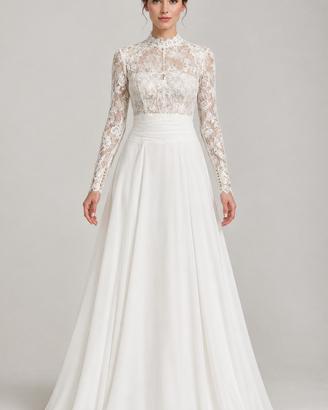 Abito da sposa in pizzo e raso – taglia M